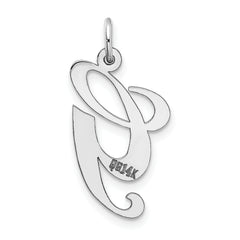 14K White Gold Medium Fancy Script Initial G Char