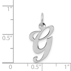 14K White Gold Medium Fancy Script Initial G Char
