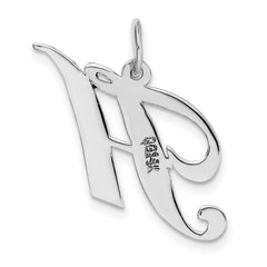 14K White Gold Medium Fancy Script Initial H Char