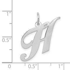14K White Gold Medium Fancy Script Initial H Char