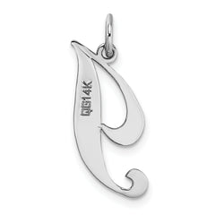 14K White Gold Medium Fancy Script Initial I Char