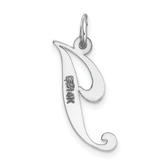 14K White Gold Medium Fancy Script Initial J Char
