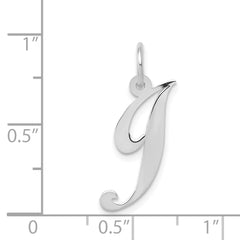 14K White Gold Medium Fancy Script Initial J Char