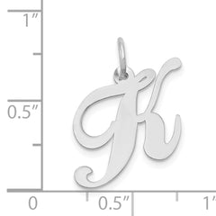 14K White Gold Medium Fancy Script Initial K Char
