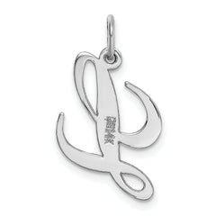 14K White Gold Medium Fancy Script Initial L Char