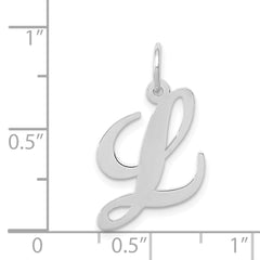 14K White Gold Medium Fancy Script Initial L Char