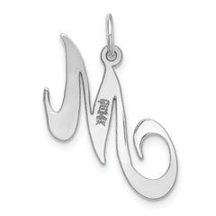 14K White Gold Medium Fancy Script Initial M Char