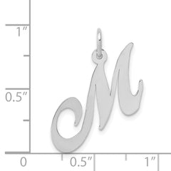 14K White Gold Medium Fancy Script Initial M Char