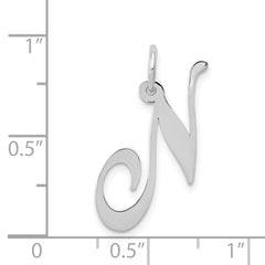 14K White Gold Medium Fancy Script Initial N Char