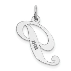 14K White Gold Medium Fancy Script Initial P Char
