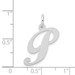 14K White Gold Medium Fancy Script Initial P Char