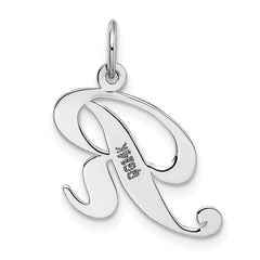 14K White Gold Medium Fancy Script Initial R Char