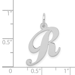 14K White Gold Medium Fancy Script Initial R Char