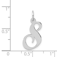 14K White Gold Medium Fancy Script Initial S Char