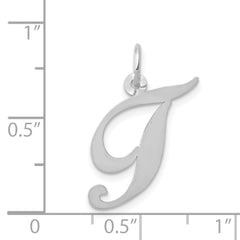 14K White Gold Medium Fancy Script Initial T Char