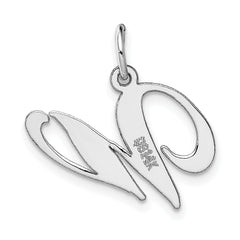 14K White Gold Medium Fancy Script Initial W Char
