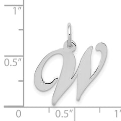 14K White Gold Medium Fancy Script Initial W Char