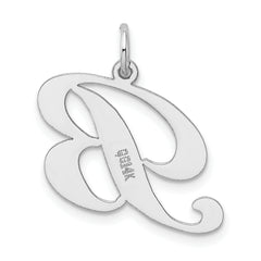 14K White Gold Large Fancy Script Letter B Initial Charm