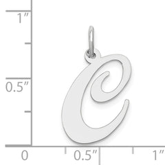 14K White Gold Large Fancy Script Letter C Initial Charm