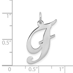 14K White Gold Large Fancy Script Initial F Charm