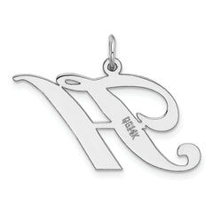 14K White Gold Large Fancy Script Initial H Charm