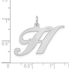 14K White Gold Large Fancy Script Initial H Charm