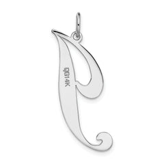 14K White Gold Large Fancy Script Initial J Charm