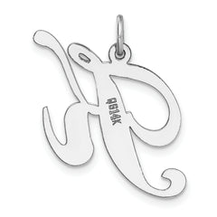 14K White Gold Large Fancy Script Initial K Charm