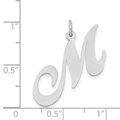 14K White Gold Large Fancy Script Initial M Charm