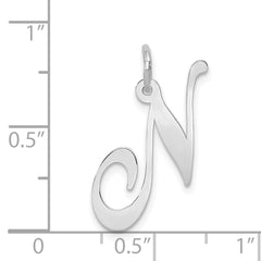 14K White Gold Large Fancy Script Initial N Charm