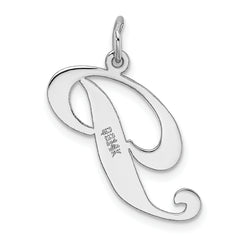 14K White Gold Large Fancy Script Initial P Charm