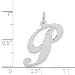 14K White Gold Large Fancy Script Initial P Charm