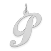 14k White Gold Large Fancy Script Letter P Initial Charm