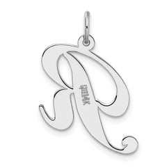 14K White Gold Large Fancy Script Initial R Charm