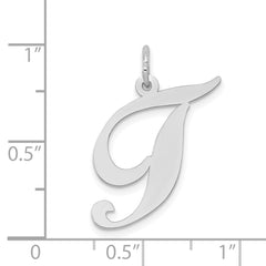 14K White Gold Large Fancy Script Initial T Charm
