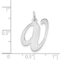 14K White Gold Large Fancy Script Initial V Charm