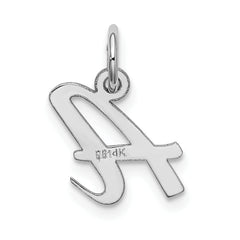14K White Gold Small Script Letter A Initial Charm
