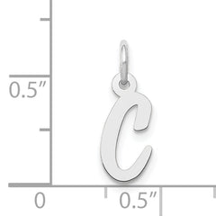 14K White Gold Small Script Letter C Initial Charm
