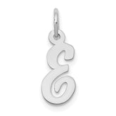 14k White Gold Small Script Letter E Initial Charm