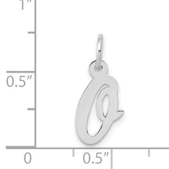 14K White Gold Small Script Initial O Charm