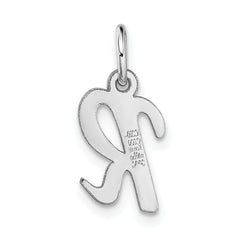 14K White Gold Small Script Initial R Charm