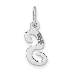 14K White Gold Small Script Initial S Charm