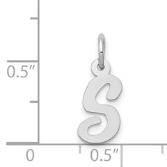 14K White Gold Small Script Initial S Charm