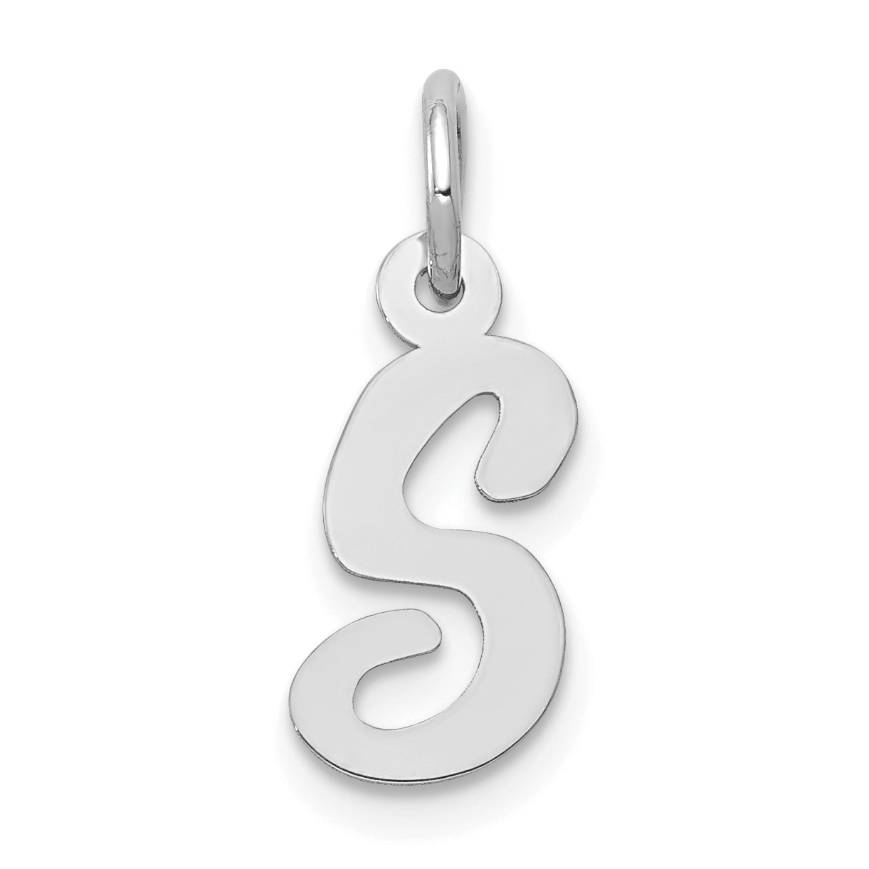 14k White Gold Small Script Letter S Initial Charm