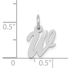 14K White Gold Small Script Initial W Charm
