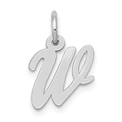 14k White Gold Small Script Letter W Initial Charm