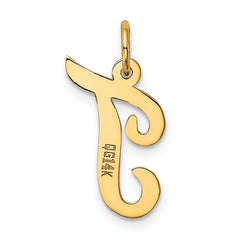 14K Medium Script Initial T Charm