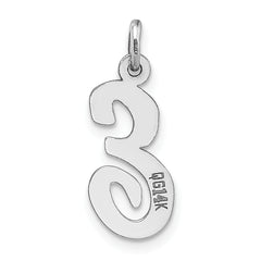 14K White Gold Medium Script Initial E Charm