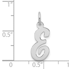 14K White Gold Medium Script Initial E Charm