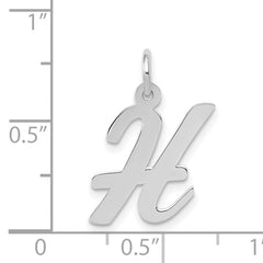 14K White Gold Medium Script Initial H Charm